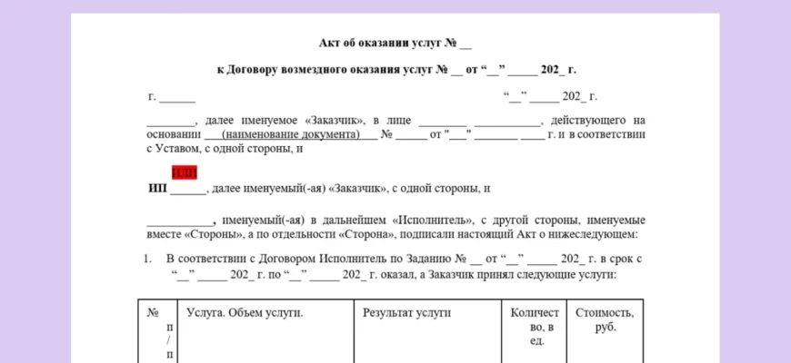 Оформление акта по договору гпх